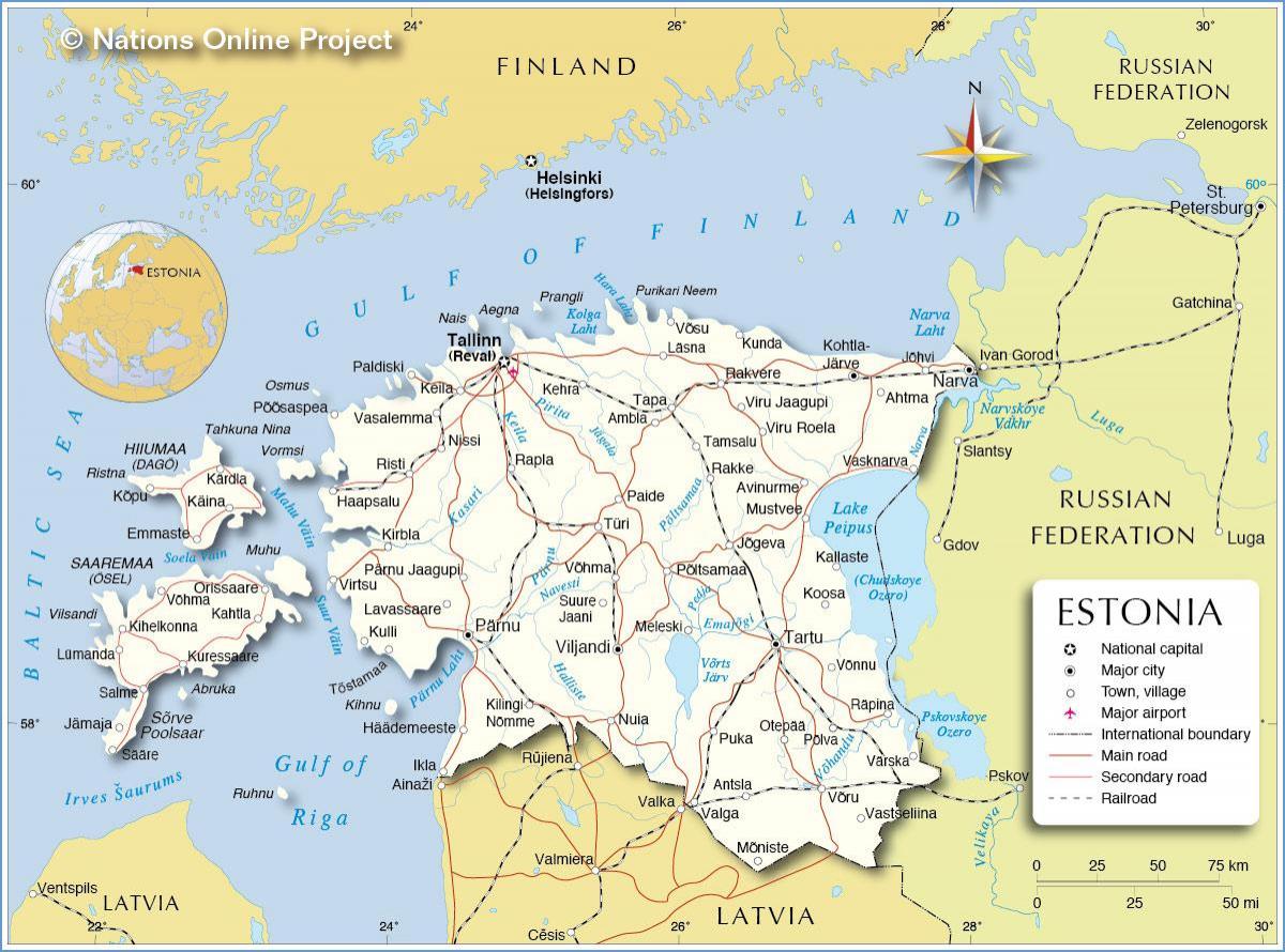 kort over Estland land